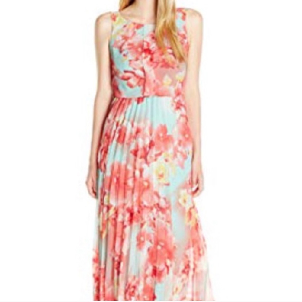 NWT Pink and Blue Floral Maxi Dress Size 1-2